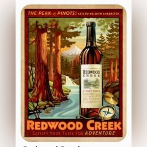 Redwood Creek Pinot Bottle vintage wine poster